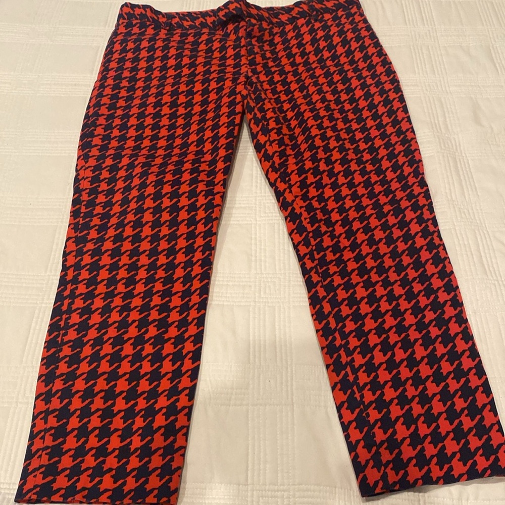 Gap Slim Cropped Retro Red & Navy Checkered Stretch Pants size 12